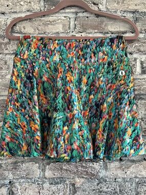 Dona Jo Teal Multicolor Brushstroke Skort NWOT UV Protection/eco-friendly